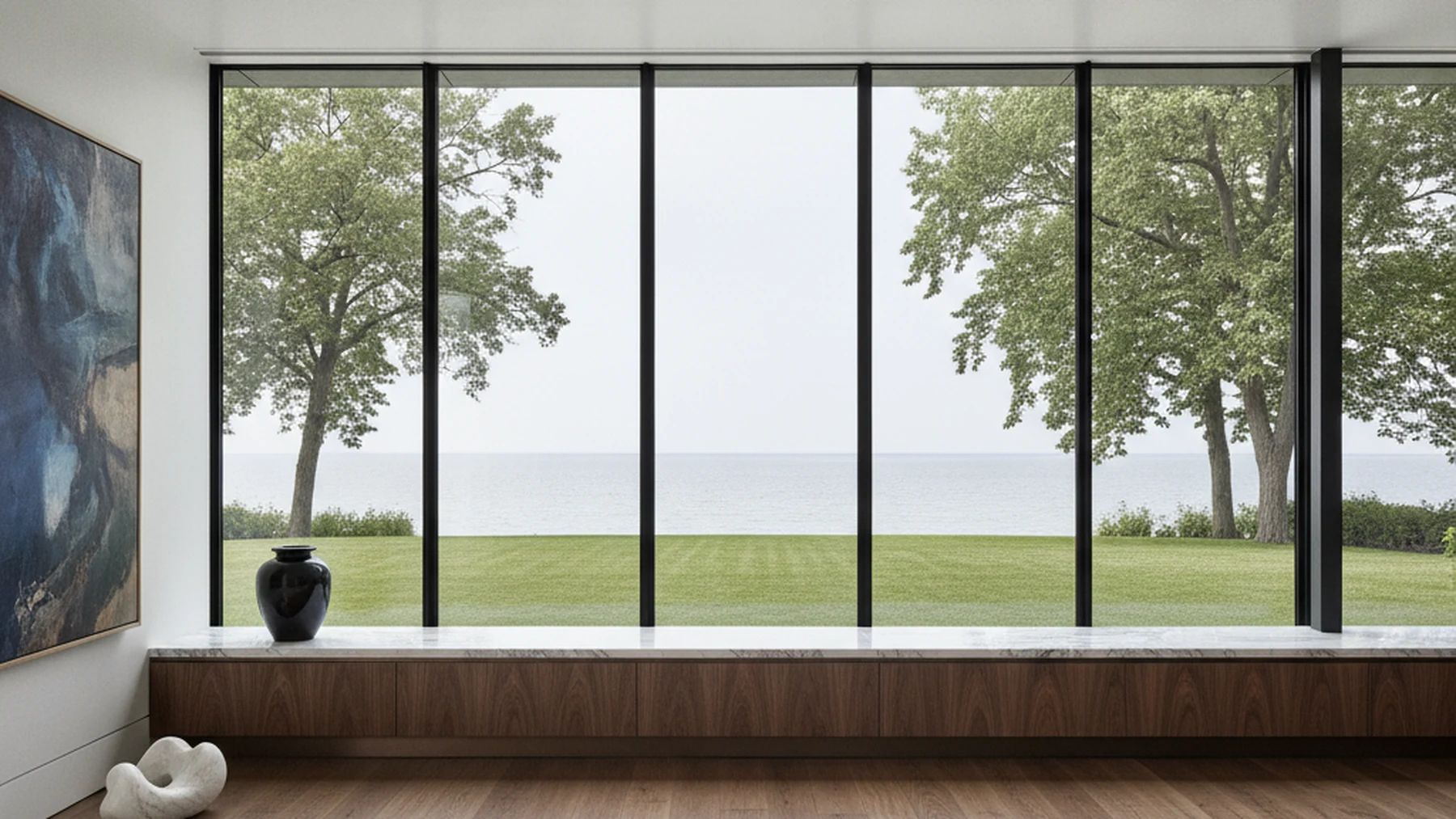 Wide architectural view of a custom millwork and glazing scheme in the GTA