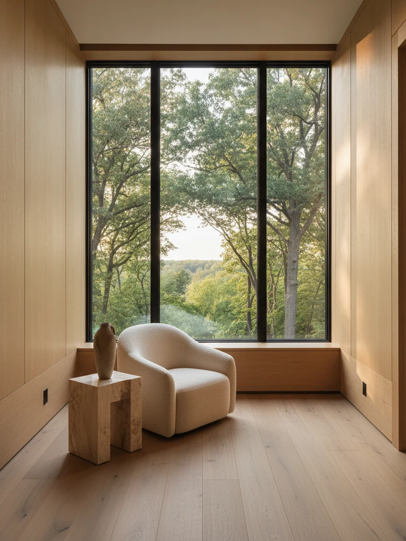 Warm neutral colour palette in a Rosedale living room corner